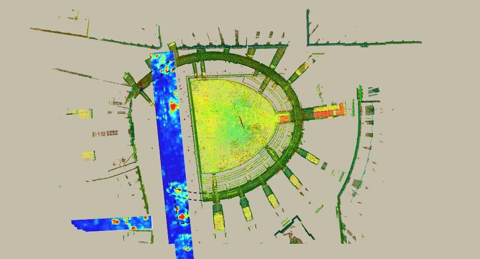 Anfiteatro di Lecce. Risultati delle prospezioni georadar georeferenziate sulla scansione 3D dei resti accessibili dell’ambulacro