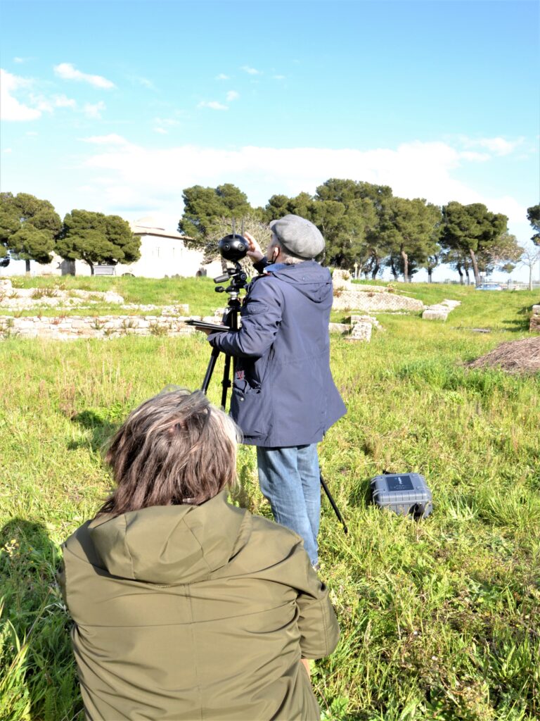 Fase di calibrazione per le riprese con fotovideocamera 360°